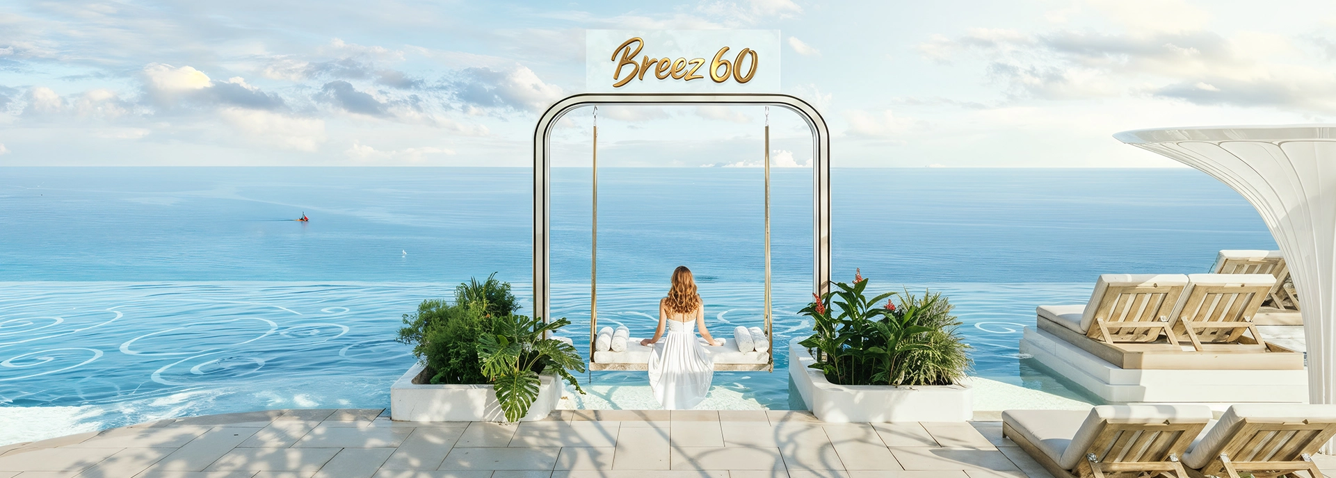 Infinity pool with loungers